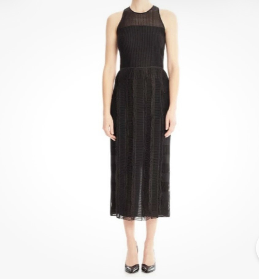 BOSS Black fringe long evening dress rrp £1200 size 6 8 formal prom black tie