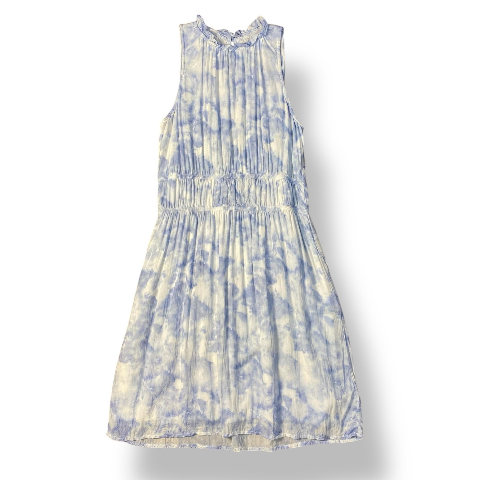 Bella Dahl Blue Ruffled Tiered Mini Dress Size Small Preppy, Boho, Sundress