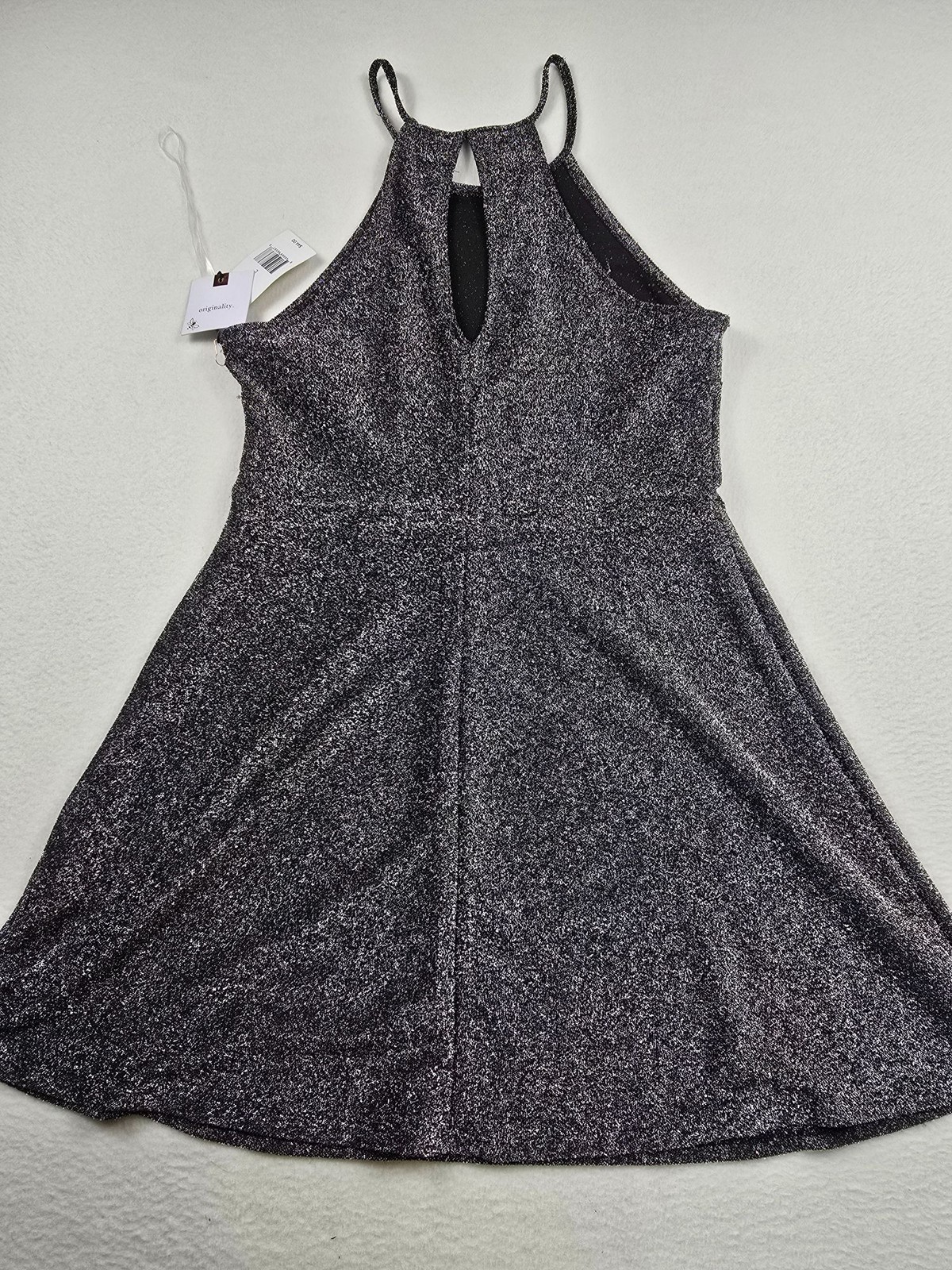 NEW Originality Large Sparkly Black Halter Neck Sleeveless Party Mini Dress