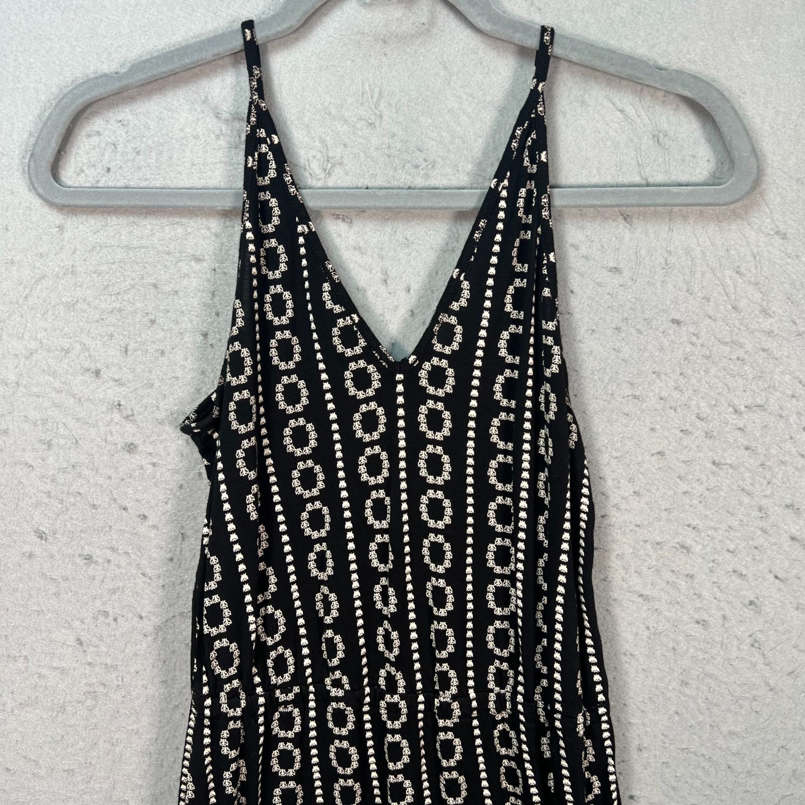 & Other Stories Womens 6 Black Sleeveless Midi Dress V-Neck & Geometric Print