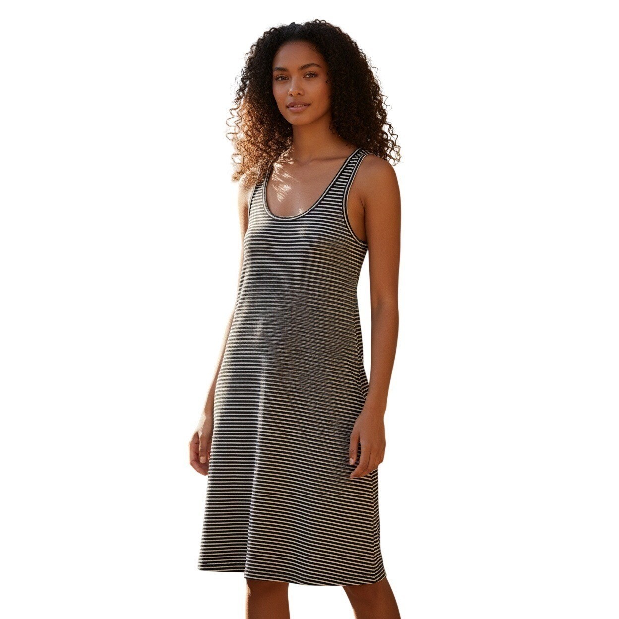 Madewell Striped Tank Dress Fits S Black White Sleeveless Casual Everyday