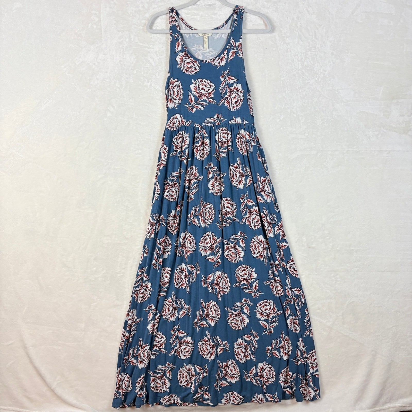 Matilda Jane Maxi Dress Womens S Blue Floral Racerback Pockets Excellent Boho