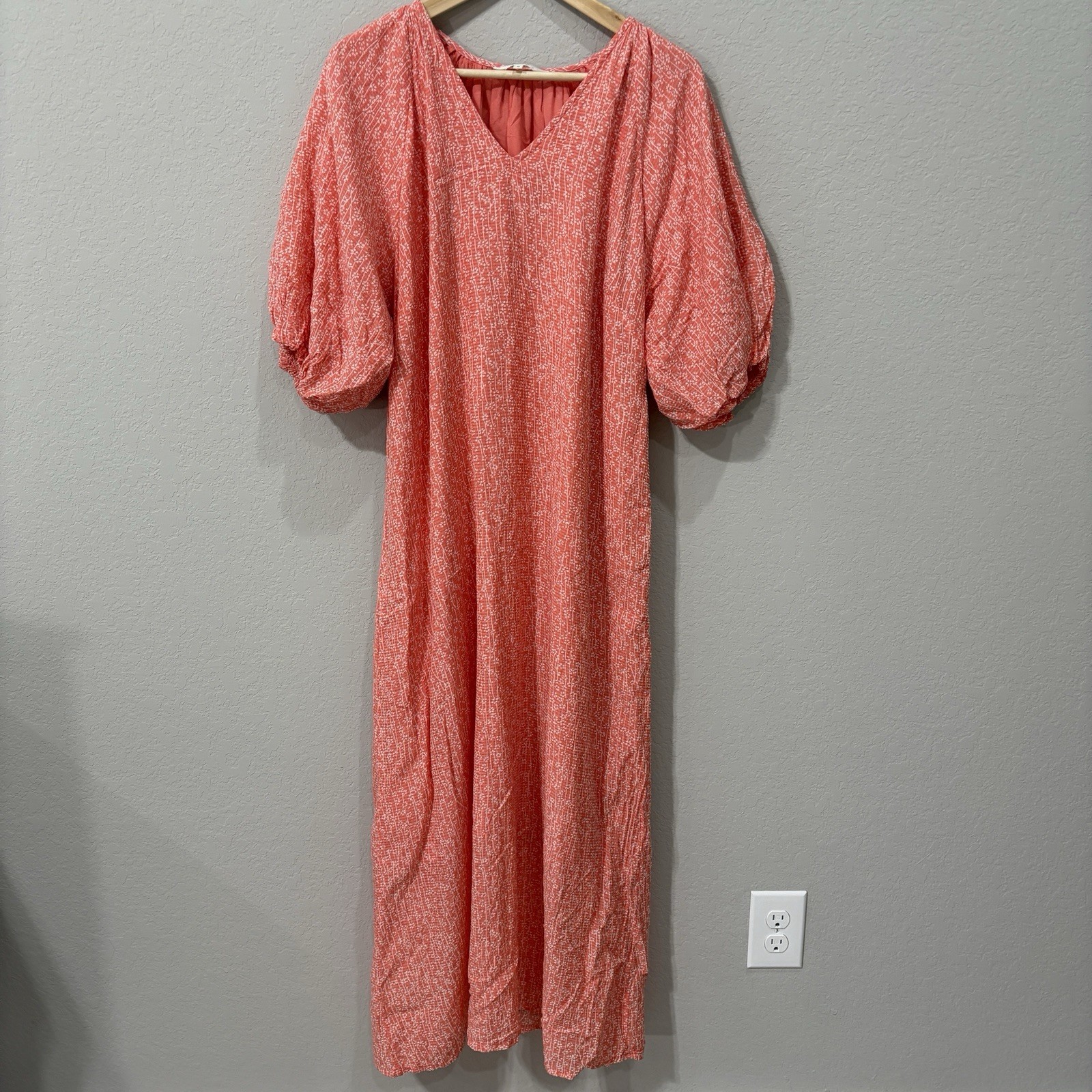 Part Two Dress Womens 46 US16 Coral Floral Cottagecore Prairie Gauzy Modest Midi