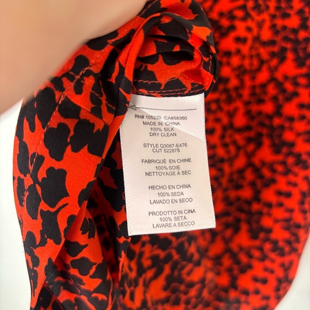 Equipment 100% Silk Orange Black Pattern Front Pockets Mini Dress Workwear XS