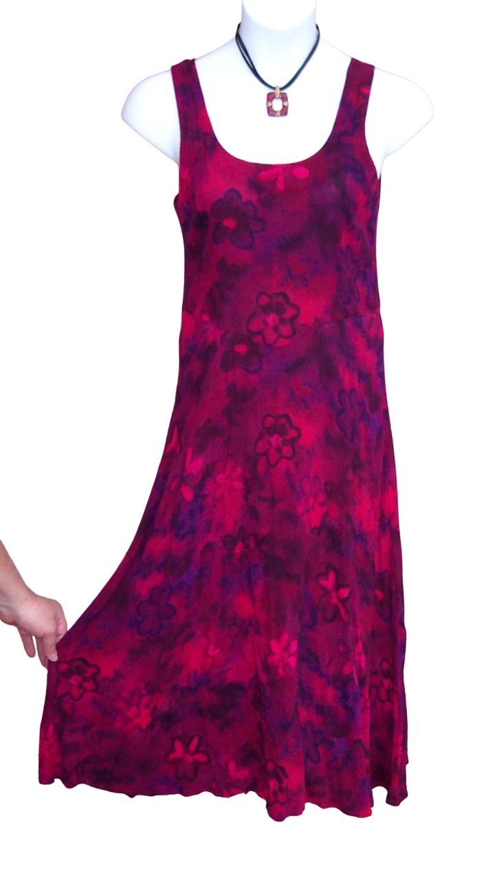Rabbit Rabbit Rabbit Designs Dress size 12 L maxi wine hot pink crinkle rayon