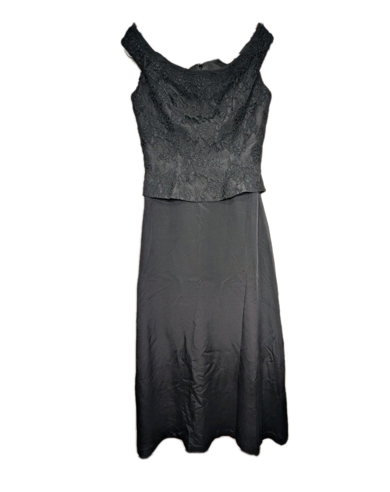 Belsoie Silk Evening Gown Black Lace Off Shoulder A-Line Formal Dress Womens 14