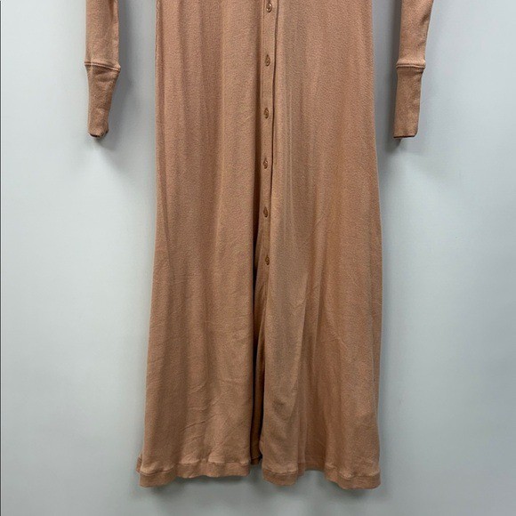 NWT J. Crew Ribbed Stretchy Knit Button-Up A-Line Midi Dress Camel Small