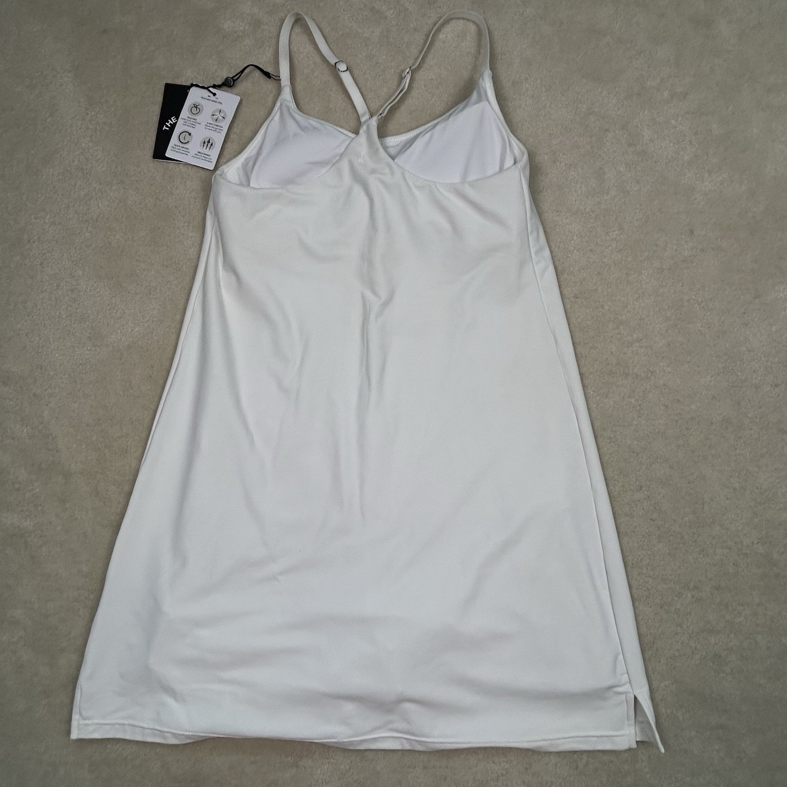 The Upside Womens Small Peached Brooklyn Dress Sleeveless White Built In Shorts