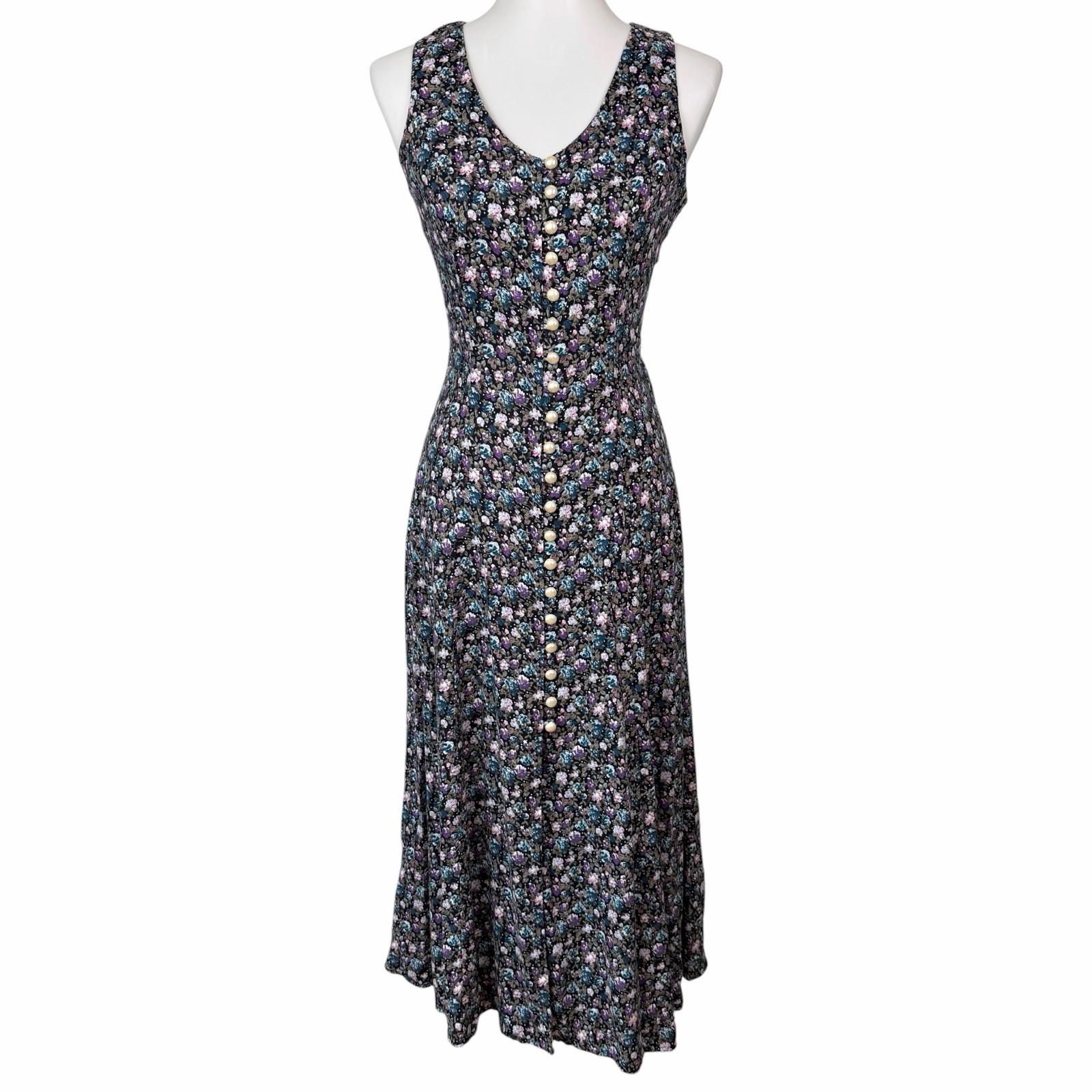 Vintage Y2K Maxi Dress Womens Small Lace Up Peasant Fairy Floral Romantic 90s