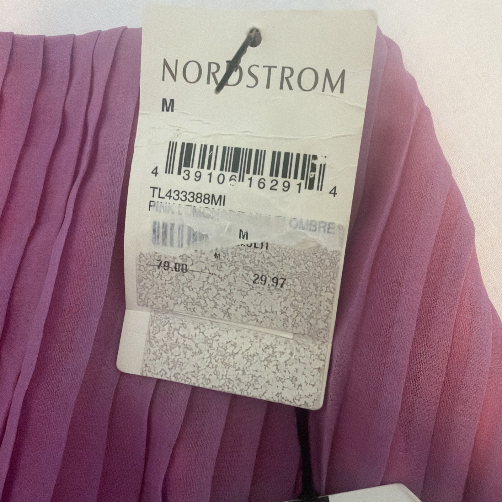 LEITH Nordstrom Sleeveless Pleated Ombré Gradient Pink Lemonade Sundress Y2K (M)