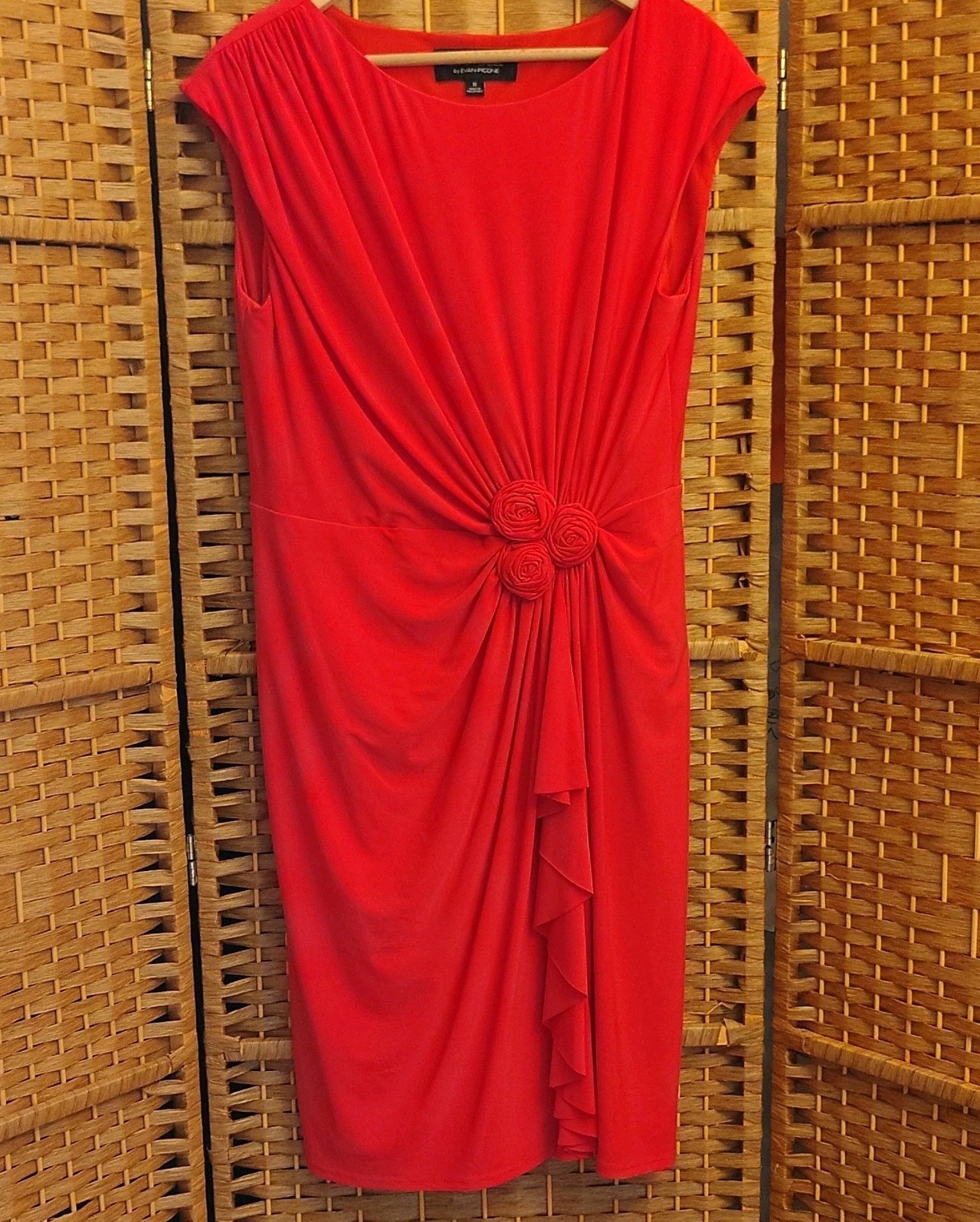 Black Label by Evan-Picone Women’s Red Round Neck Sheath Midi Knit 10