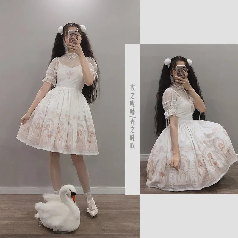 Dark Gothic Devil Print Dress Black White Japanese Style Lolita Jsk Victorian