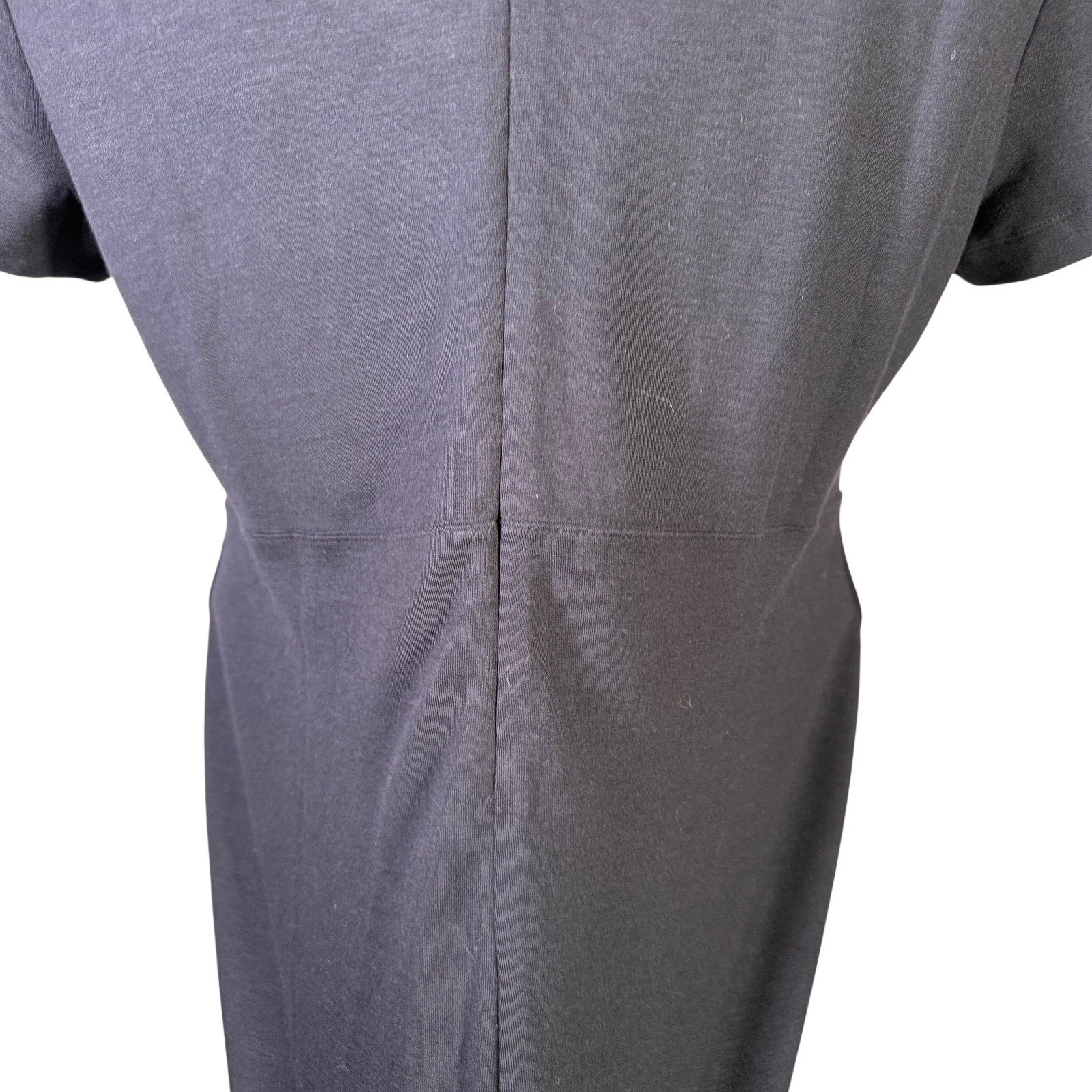 LOFT Black Collared Short Sleeve Pocket Shift Dress Gold Crest Buttons XLP FA23