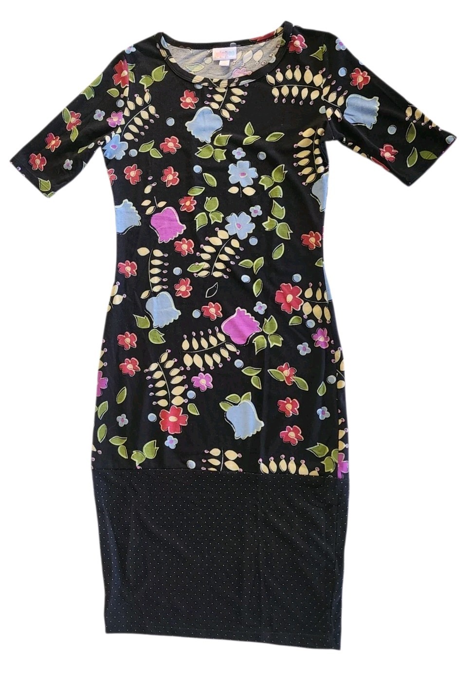 Lularoe Julia Tulip Floral With Dipped Dot Hem XXS