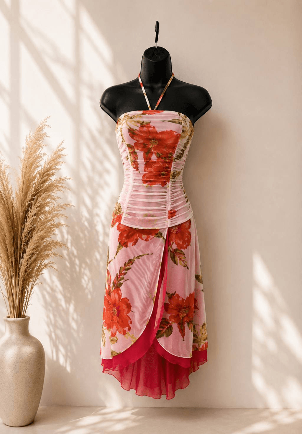 Vintage Y2K My Michelle Dress Size Small Fairy Strapless Tropical