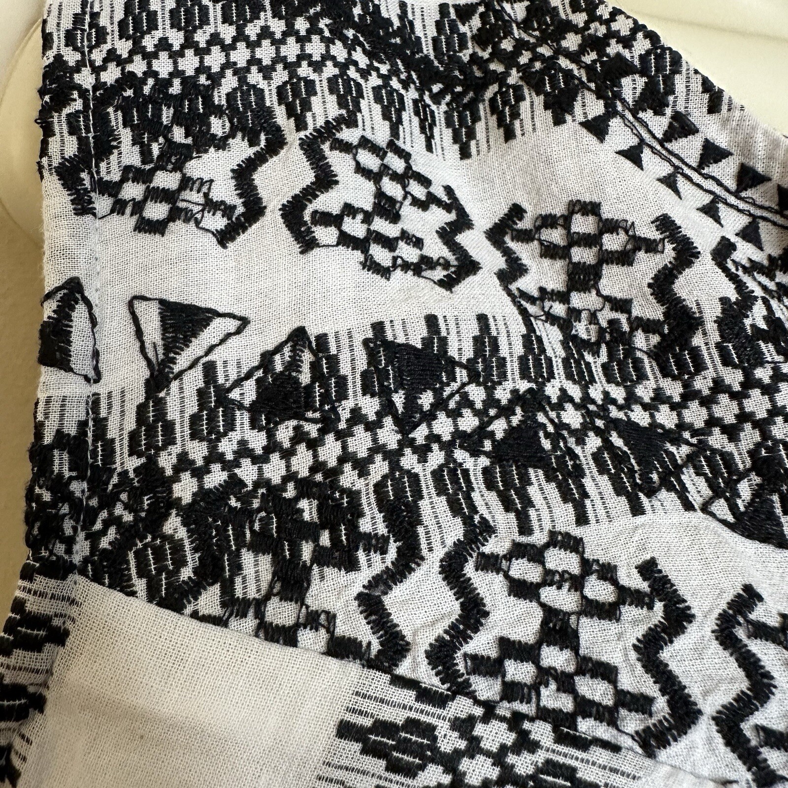 New Directions Black Gray Aztec Striped Petite Lined Shift Dress Women’s PXL