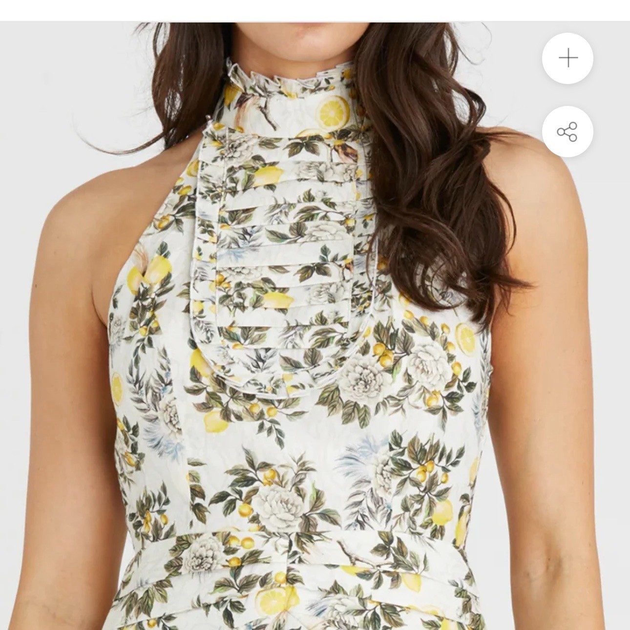 Aqua Blue Australia New Clementine Kailey Lemons Floral Mini Halter Dress L Bib