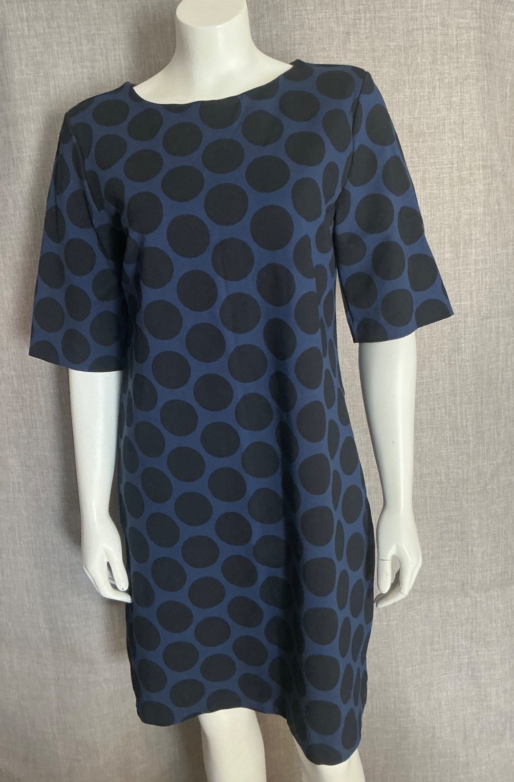 Gap Women’s Shift Dress sz 10 Blue Black Polka Dot Zip back