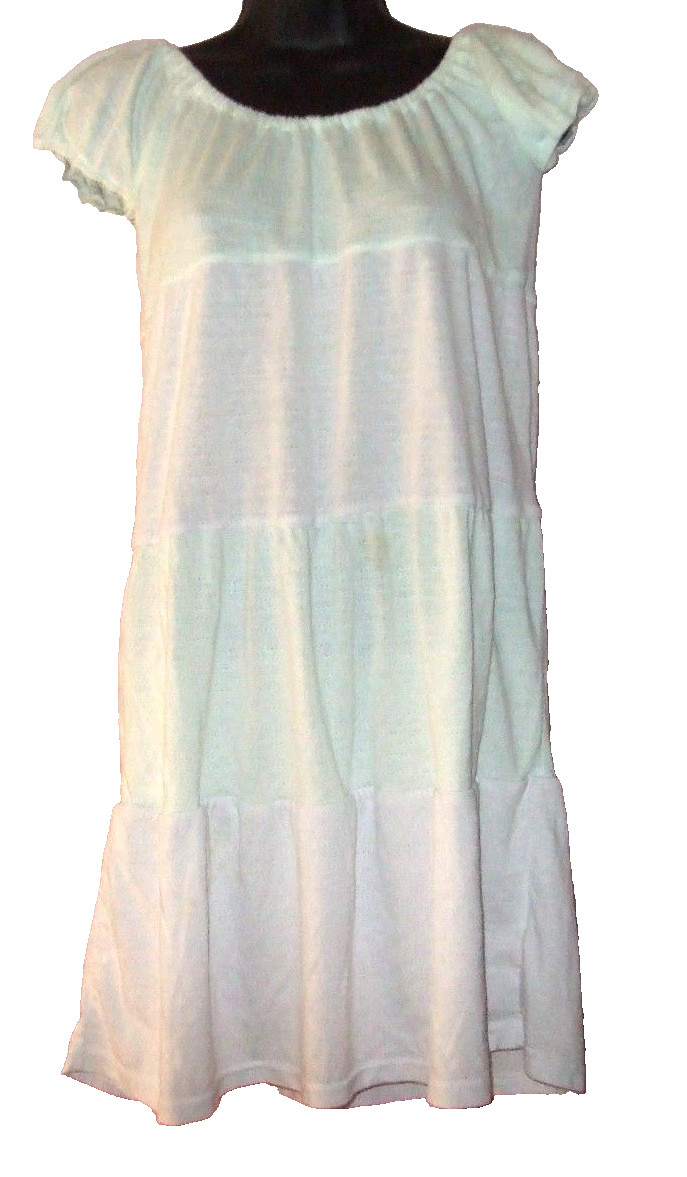 SUITE OF ROOMS KNIT TEXTURED DRESS MEDIUM DRAPE RUFFLE SEAFOAM WHITE top