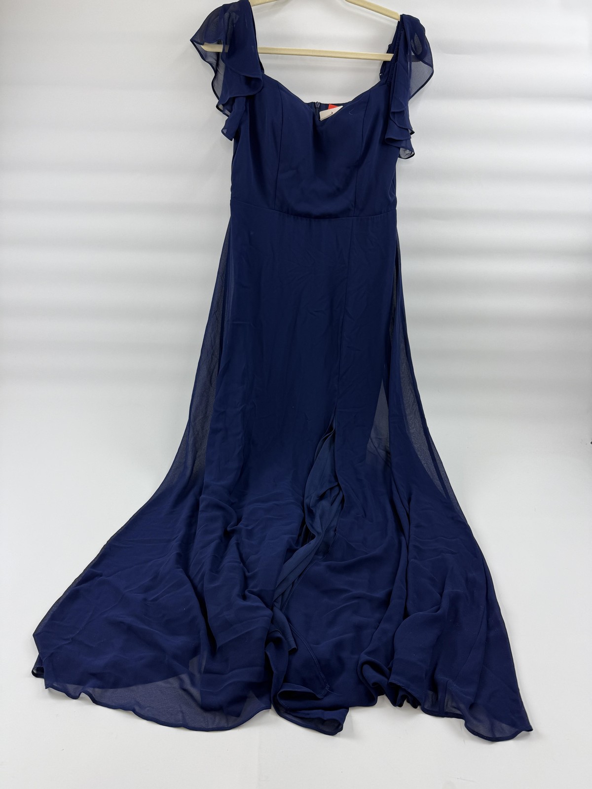 Ever-Pretty Dress Womens XL Blue Chiffon Flutter Sleeve Sweetheart Maxi Gown
