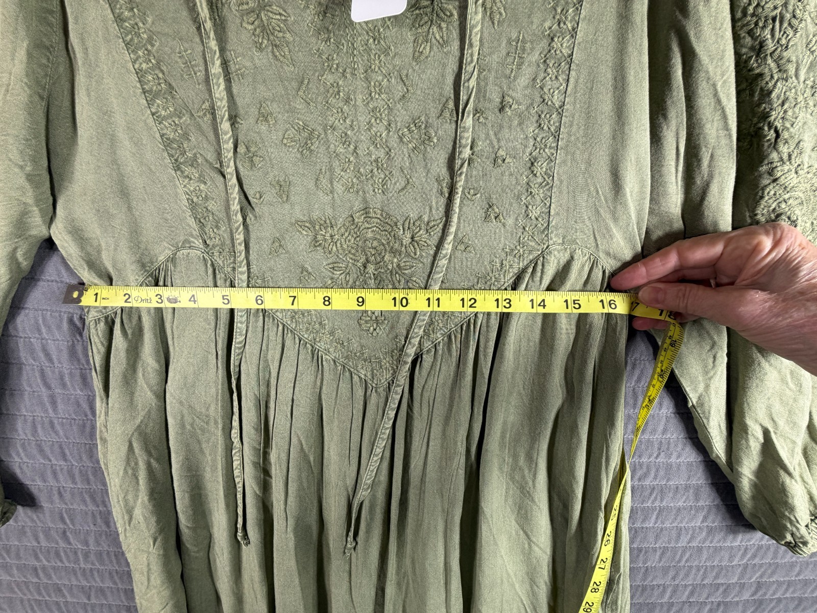 Soft Surroundings Willow Dress Going Green M Embroidered Boho NWT Retail $140