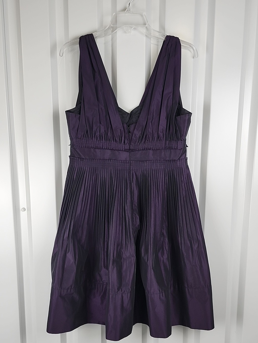 BCBGeneration Womens Poly Taffeta Iridescent Purple Pleated Short Dress Size 12