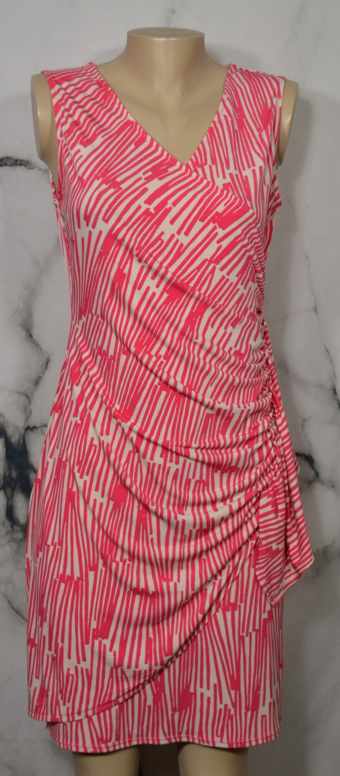NEW YORK & COMPANY Rose Pink Ivory Broken Stripe Sleeveless Dress Medium