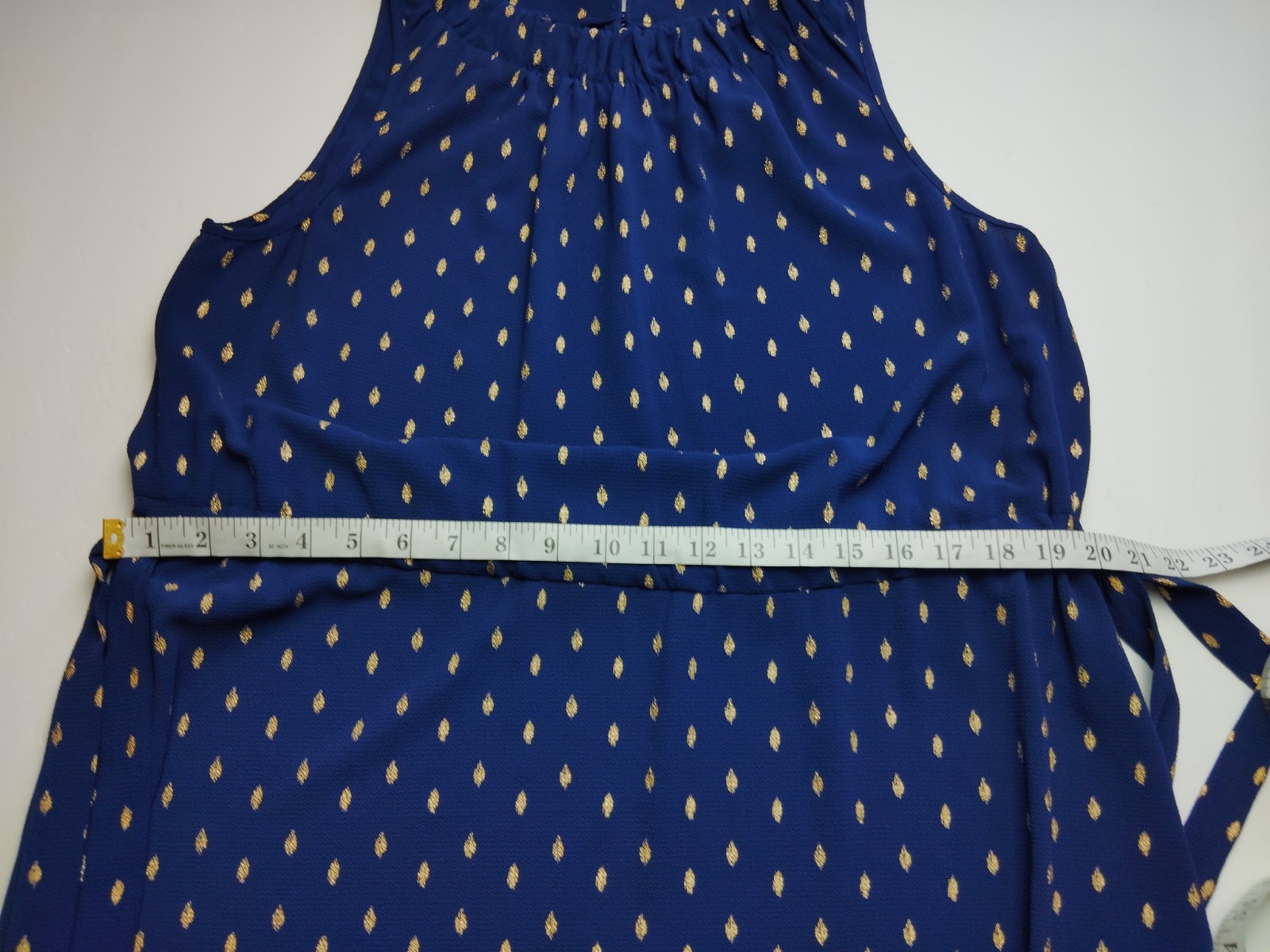 Juicy Couture Navy Blue Gold Metallic Cinched Adjustable Dress ~ Size XL