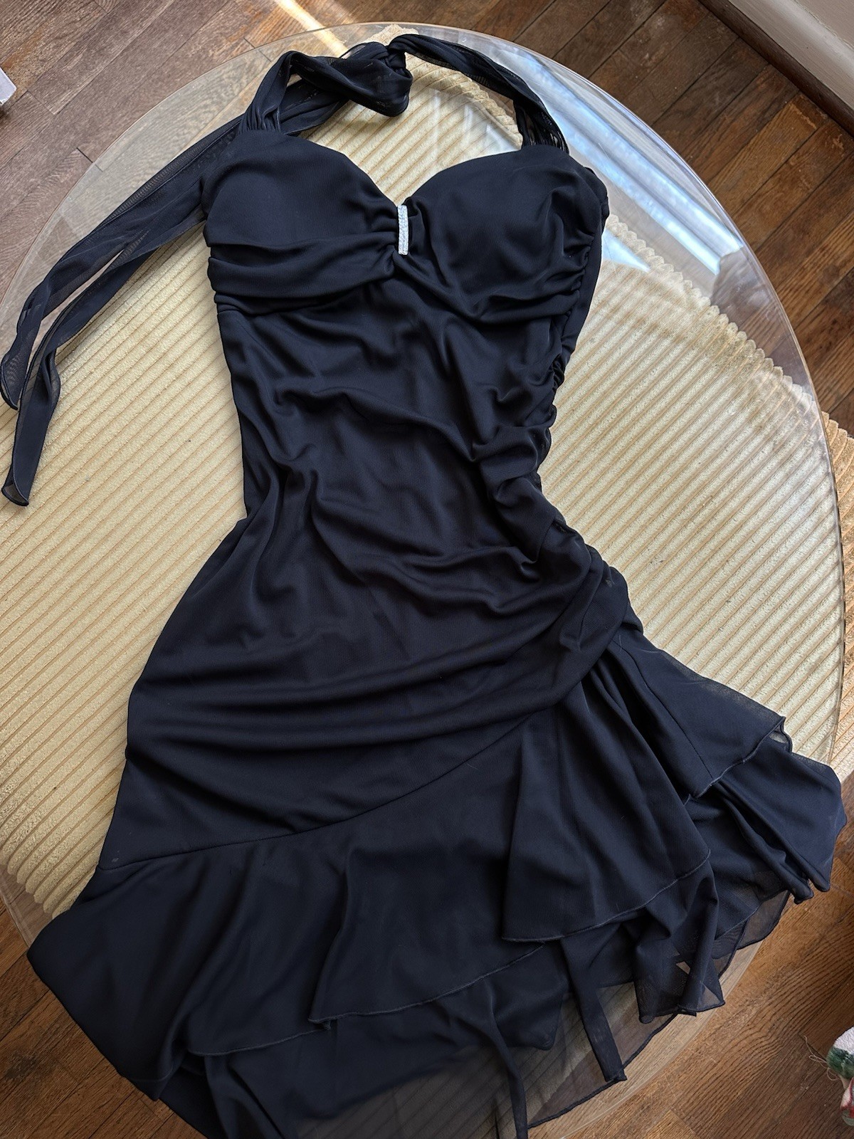 Y2K black halter neck dress