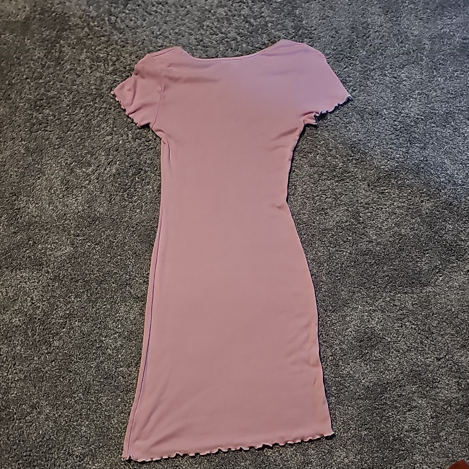 Sincerely Jules Pink Ribbed Knit Embroidered Heart Bodycon Dress L(S) tretch
