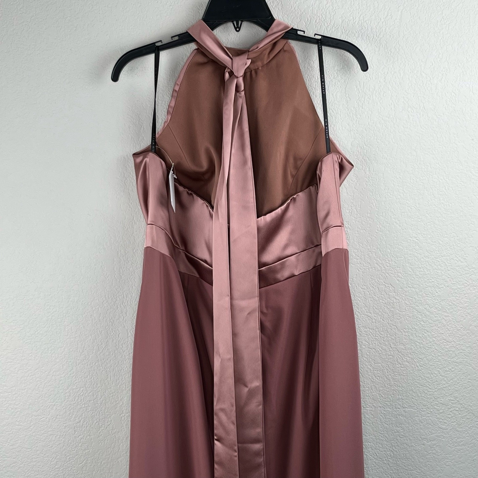 After Six High Neck Halter Maxi Gown Sienna Open Back Luxe Charmeuse 20 NWT