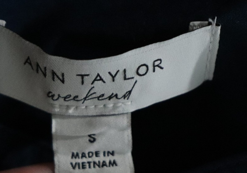 Ann Taylor Weekend Collection Stand Collar Belt Dress Sz Small Blue Pockets New
