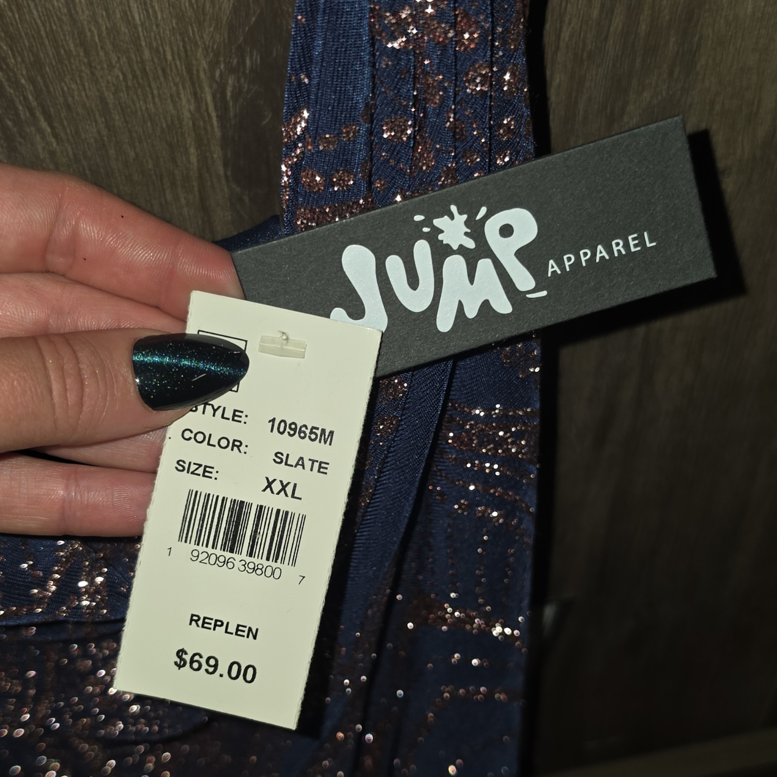 Jump Apparel Slate Geometric Sequin Mini Dress Cowl Neck Spaghetti Straps Sz XXL