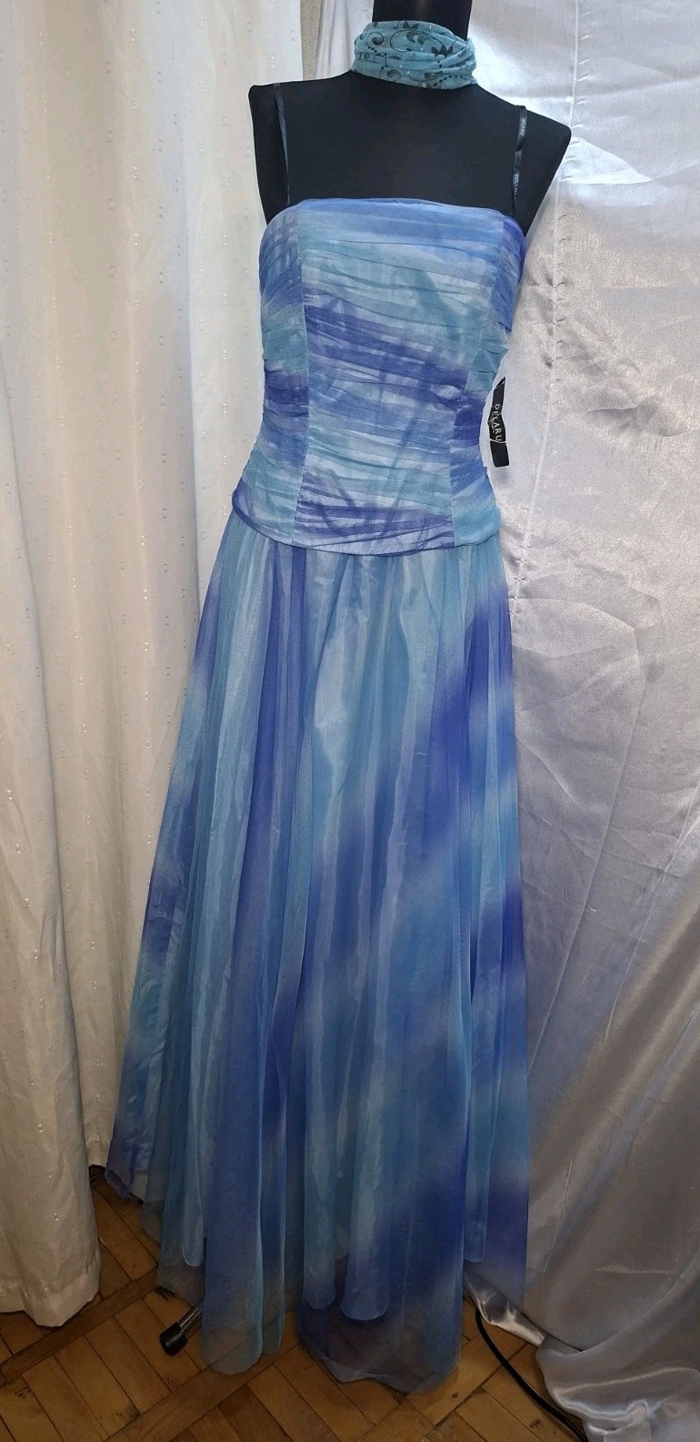 Delaru Boutique Strapless Blue Ombre Prom Dress Tulle Formal Gown Corset Maxi…
