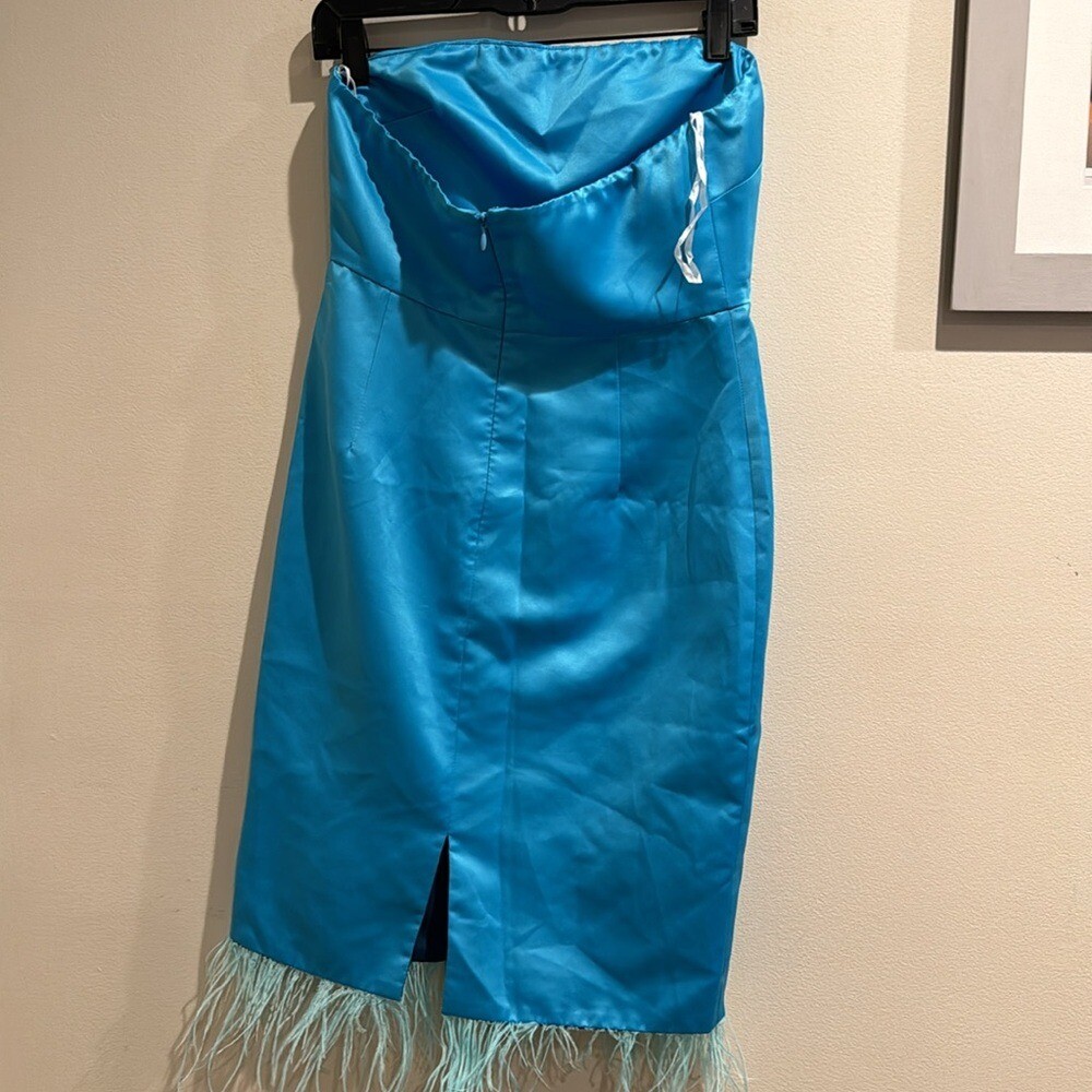 Anthropologie Camilyn Beth Sheila Mini Dress blue fur size 4