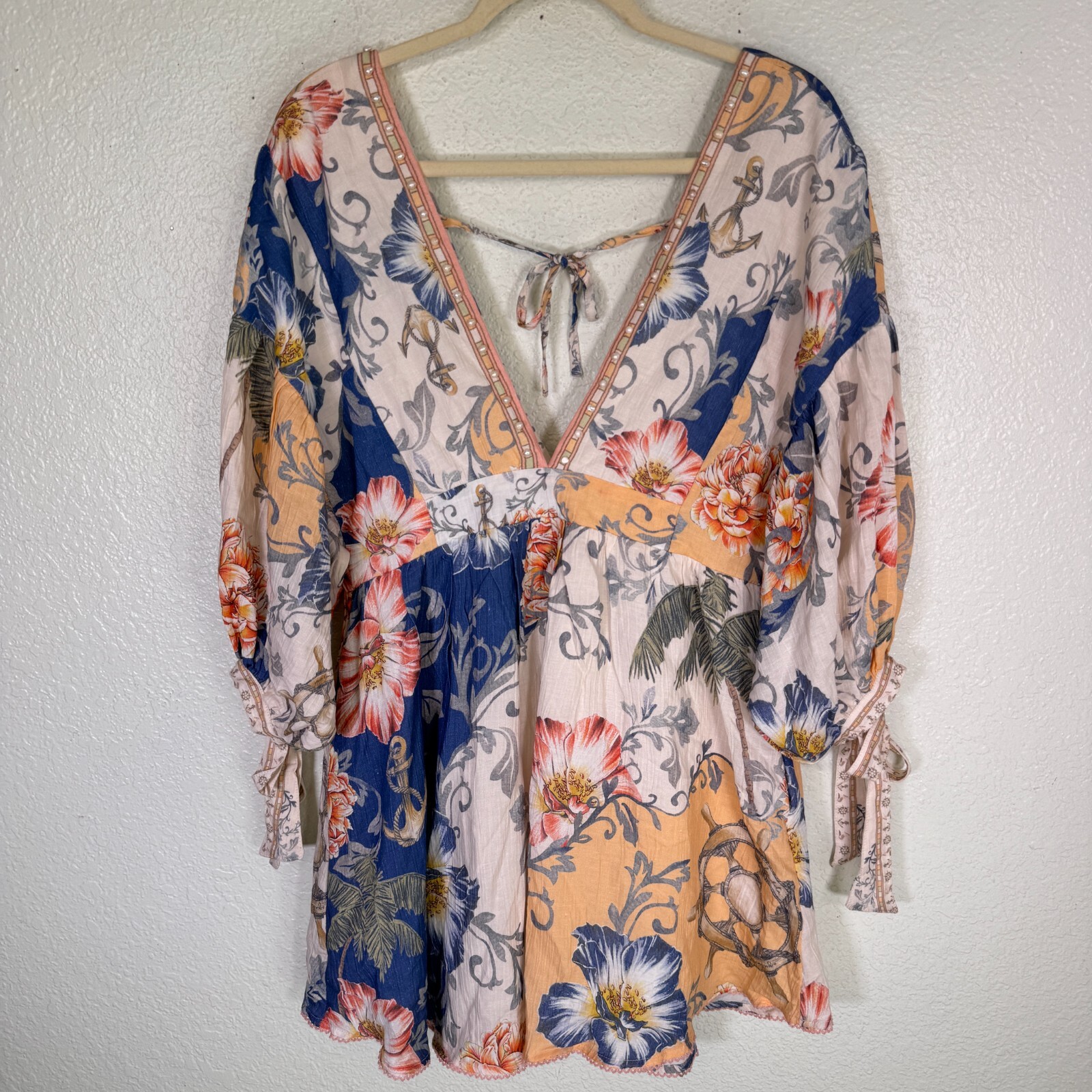 Agua Bendita Dress Womens Small Alex Kai Mini Babydoll Swim Cover Up Resort NEW