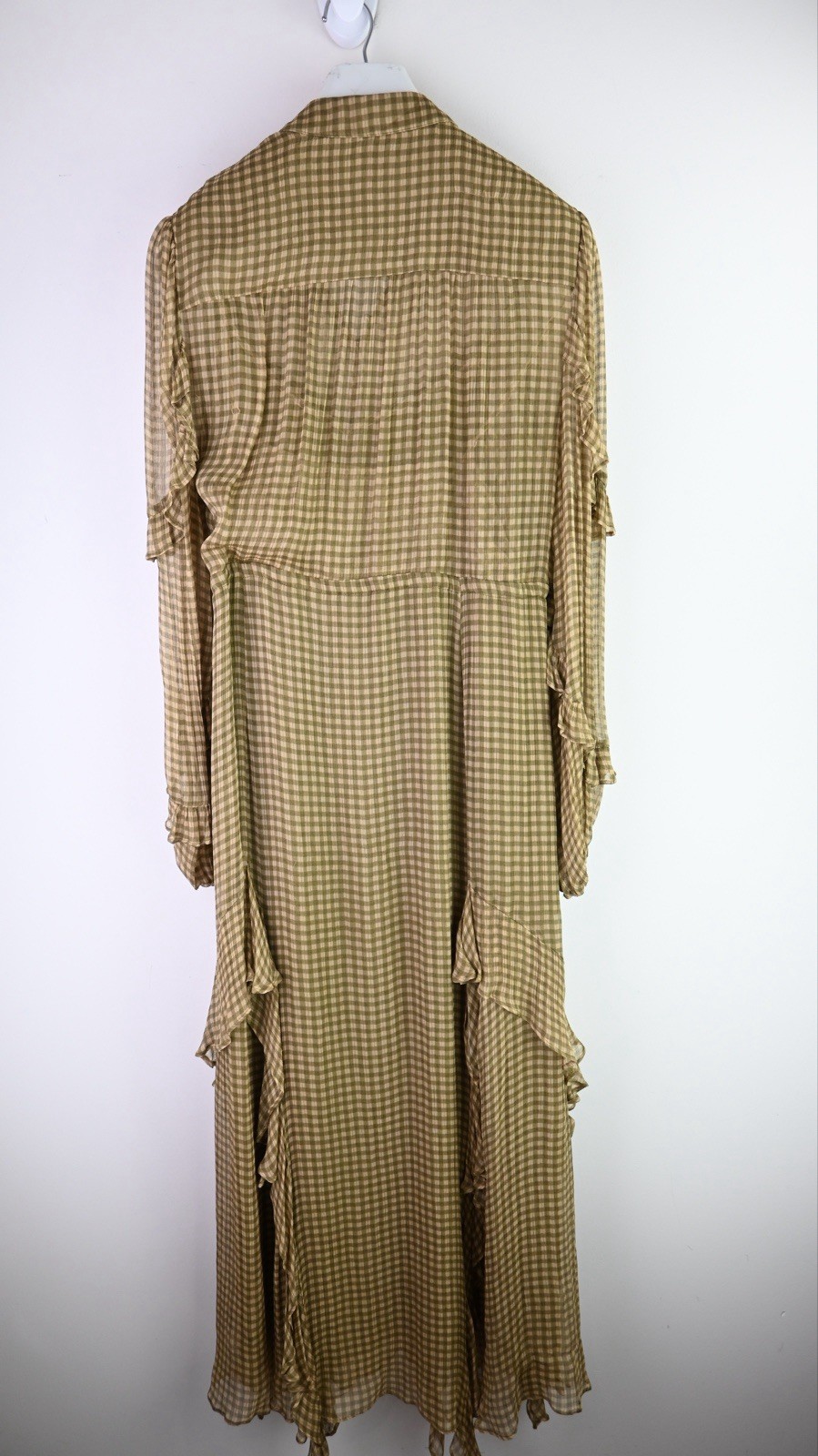 Shona Joy “Eleonora”drawstring Frill midi dress in Olive size UK12