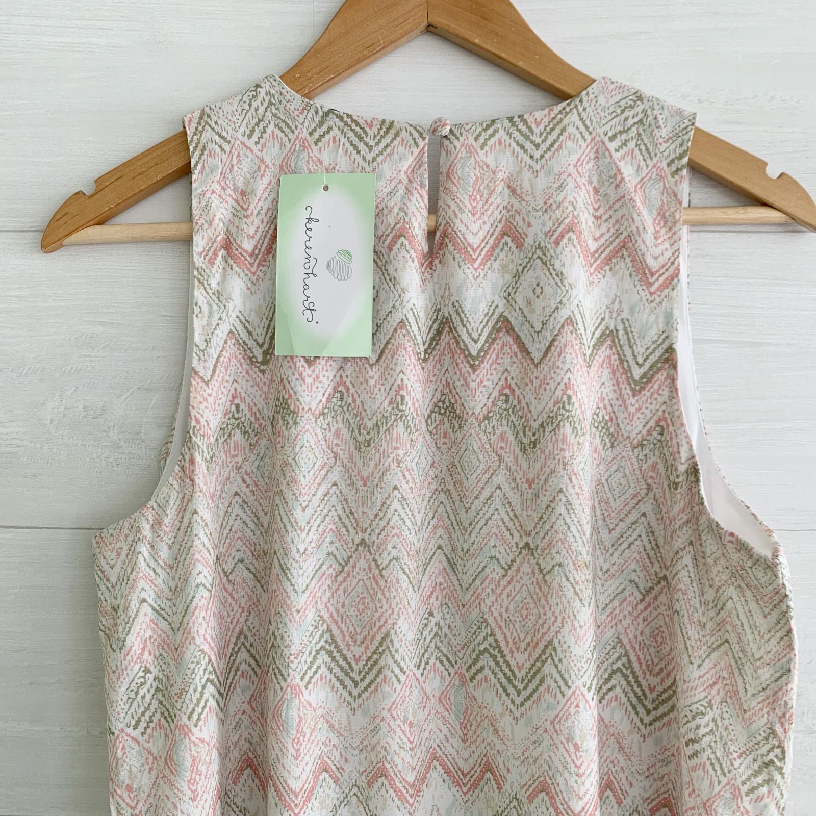 NWT Keren Hart – Pale beige pink chevron sleeveless A-line dress lined, L