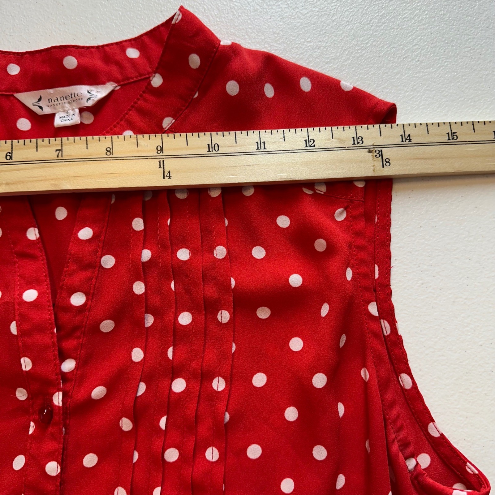 Nanette Lepore Red Polka Dot Dress Size 6 Retro Vintage Style Midi
