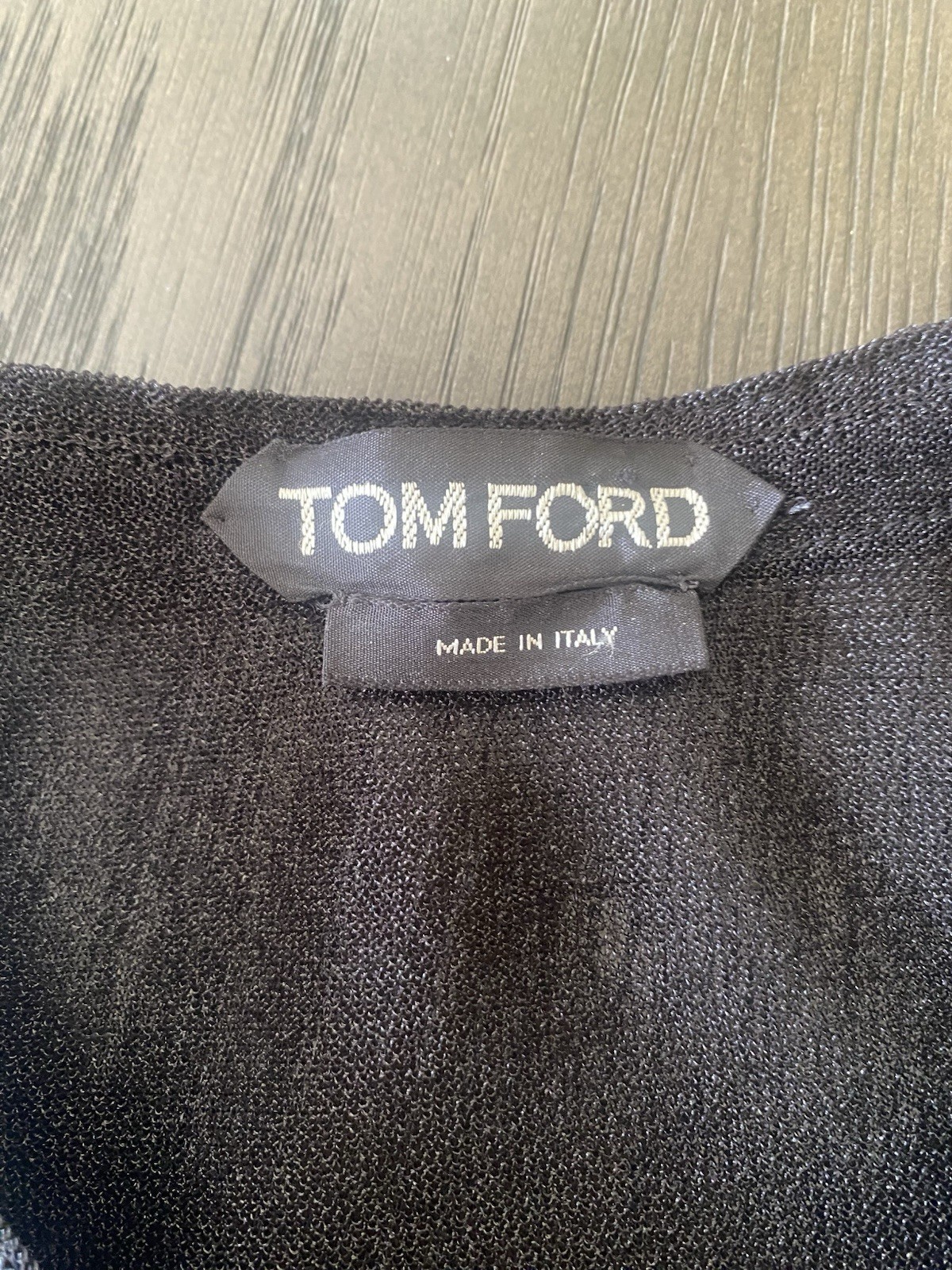 Tom Ford Black Mini Sheer Stripped Embellished Dress Size S