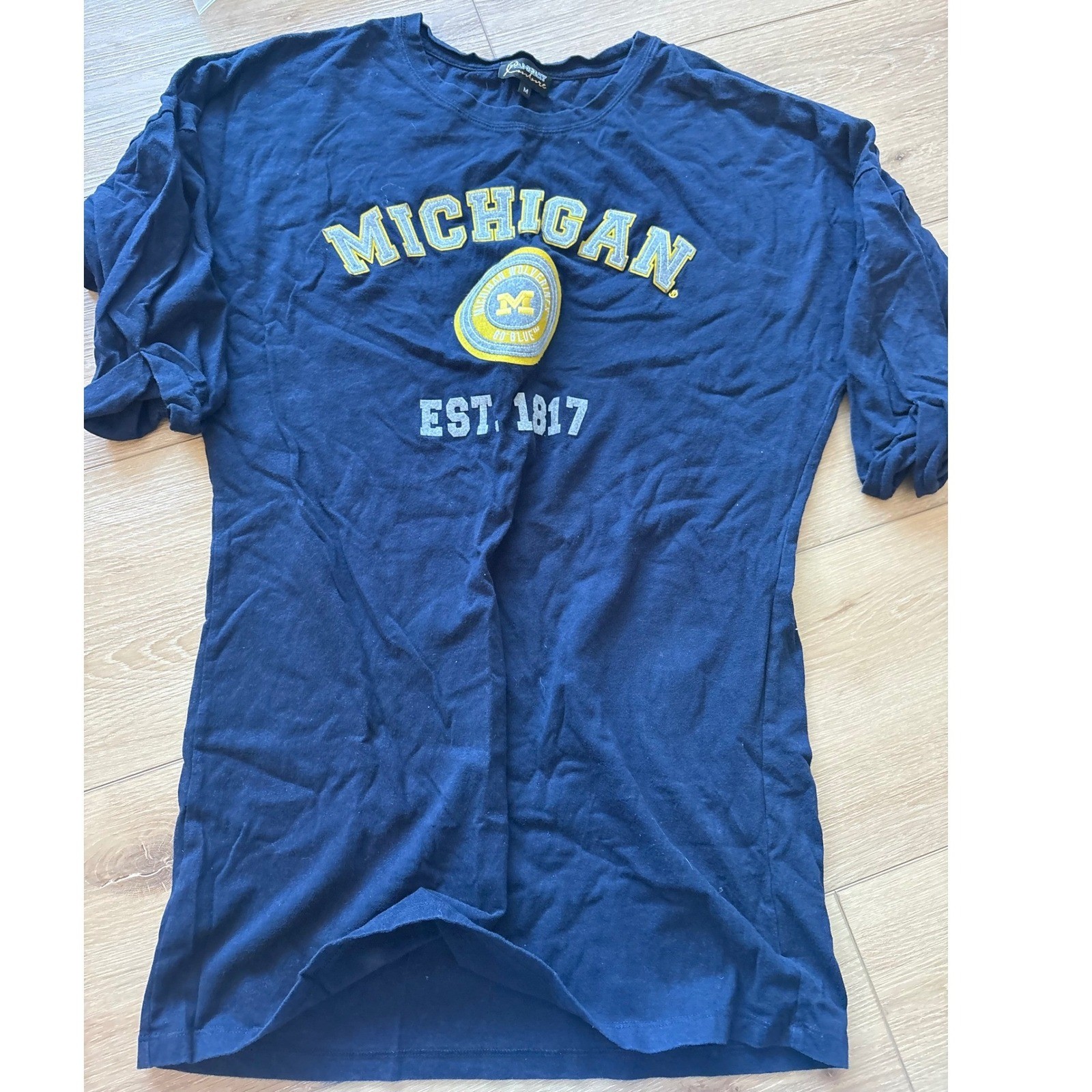 Michigan Wolverines T-Shirt tunic dress Womens Medium embroidered Navy Graphic