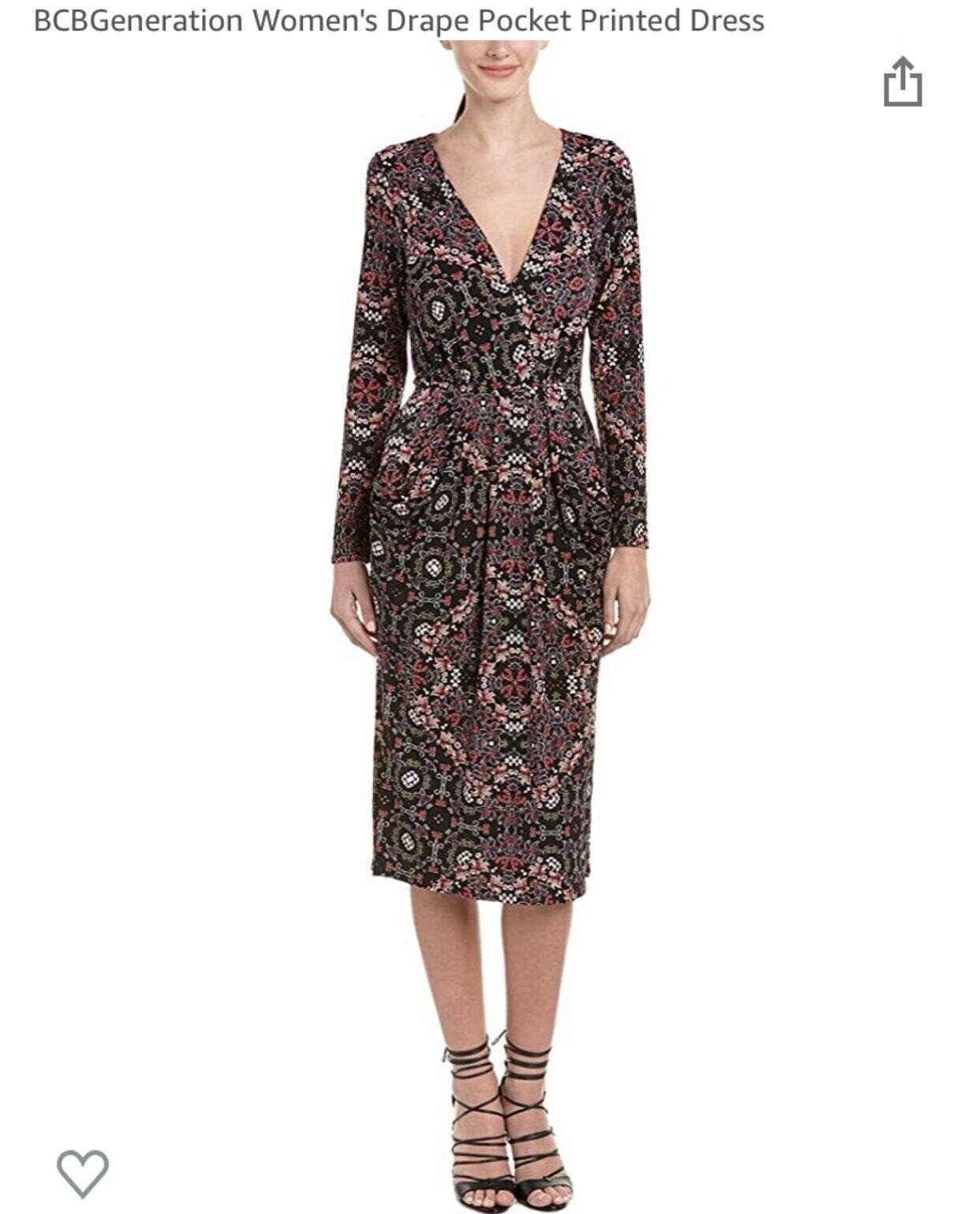 NWT BCBGeneration Women’s Drape Pocket Printed Dress Size Small