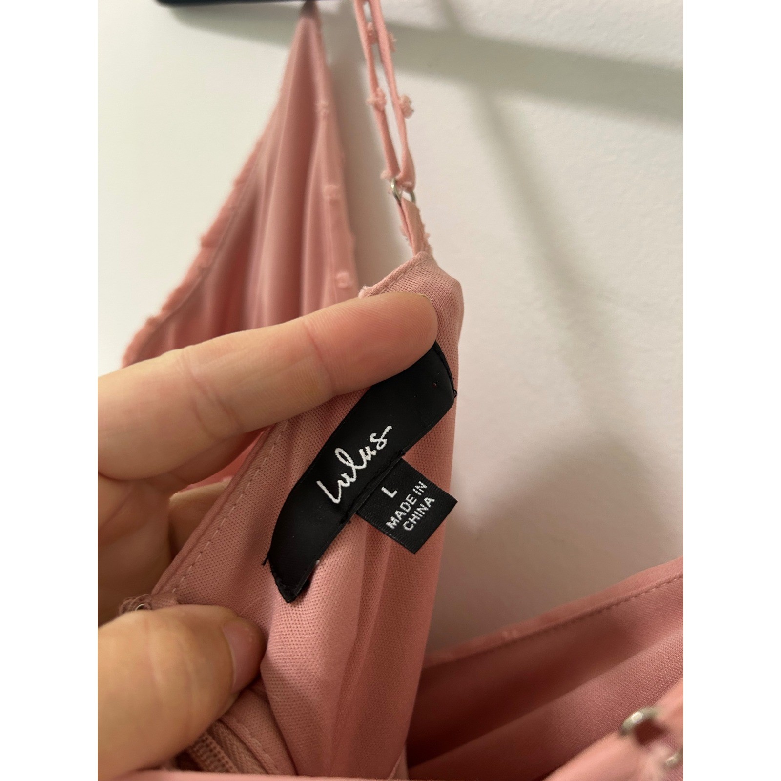 Lulus Dusty Rose Swiss Dot Tiered Maxi Dress Pleated V-Neck Pink Size L