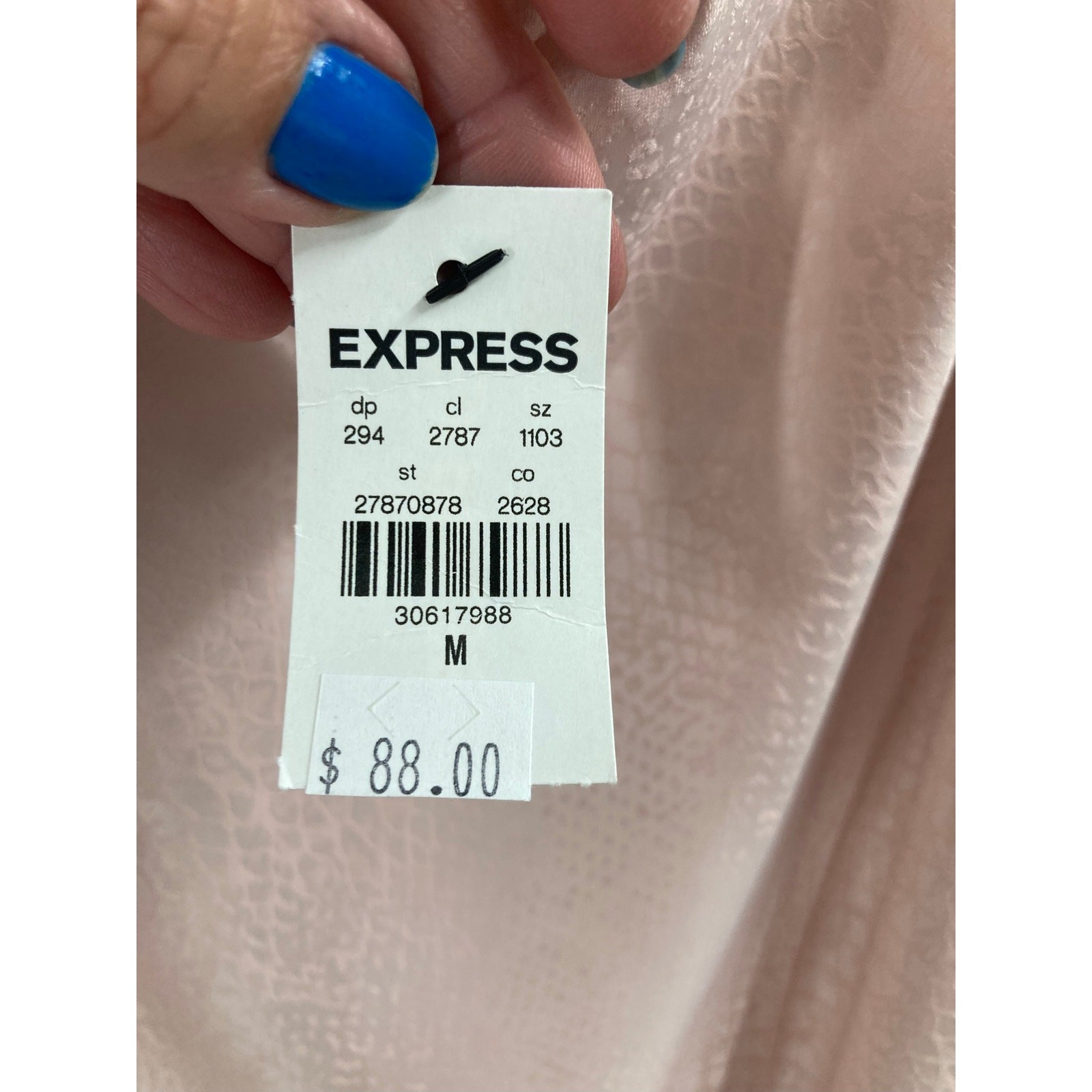 Express Satin Light Pink Reptiles Embossed Slip Dress MIDI Women’s Medium NEW