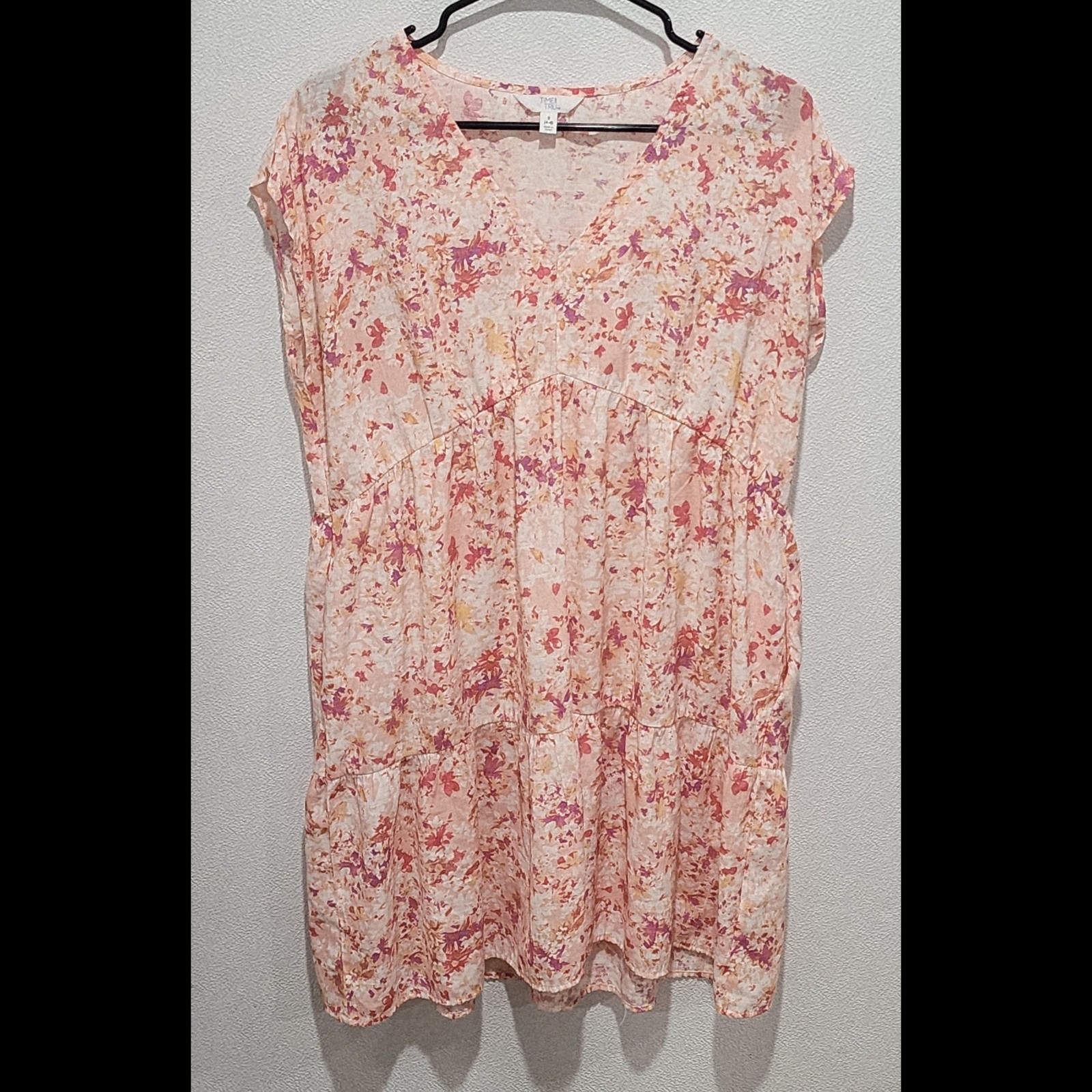 Time and Tru Dress Sz Small 4 6 Floral Print Tiered Pockets Cottagecore