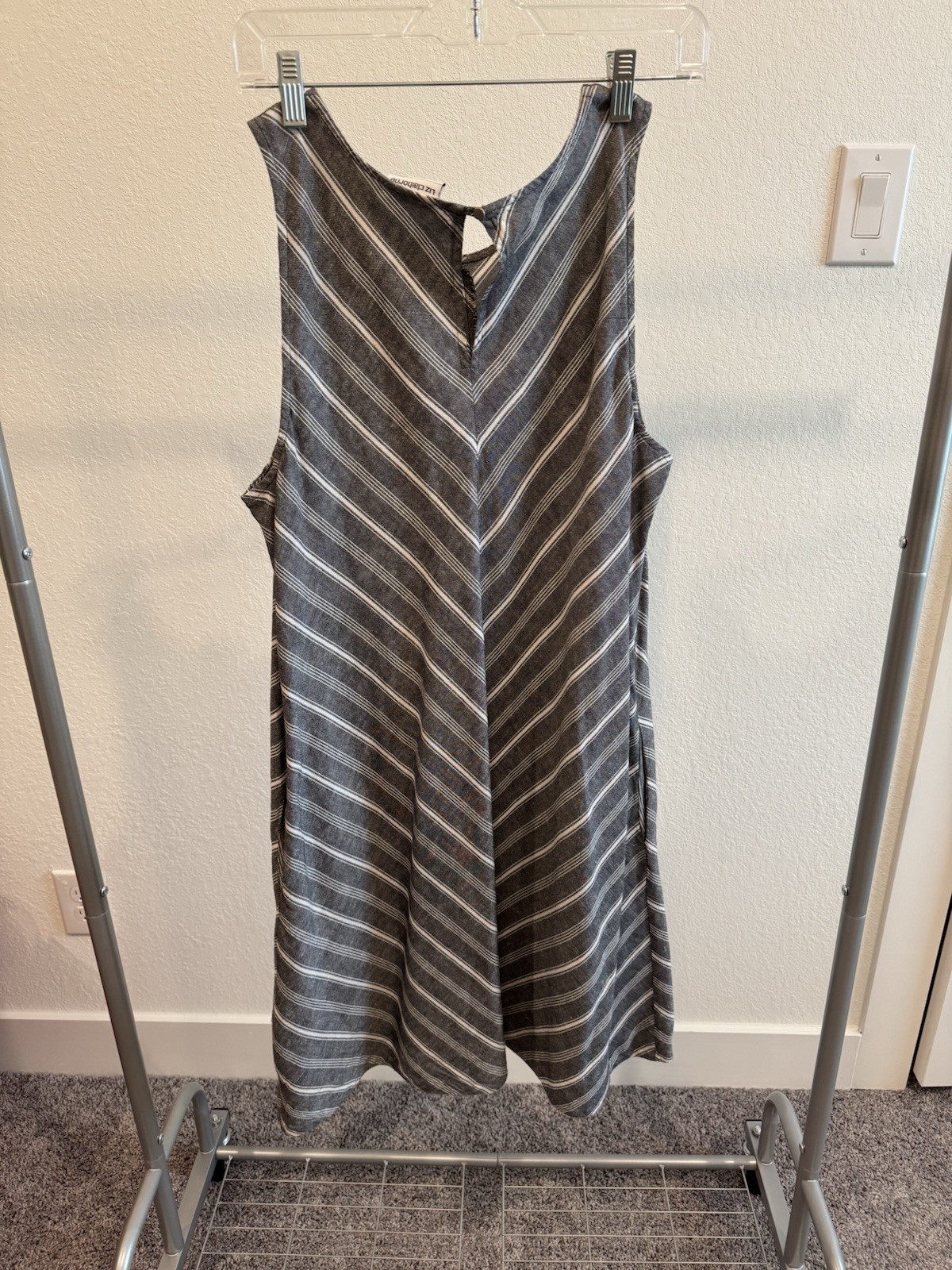 Liz Claiborne Sundress Dark Gray/White Size Large