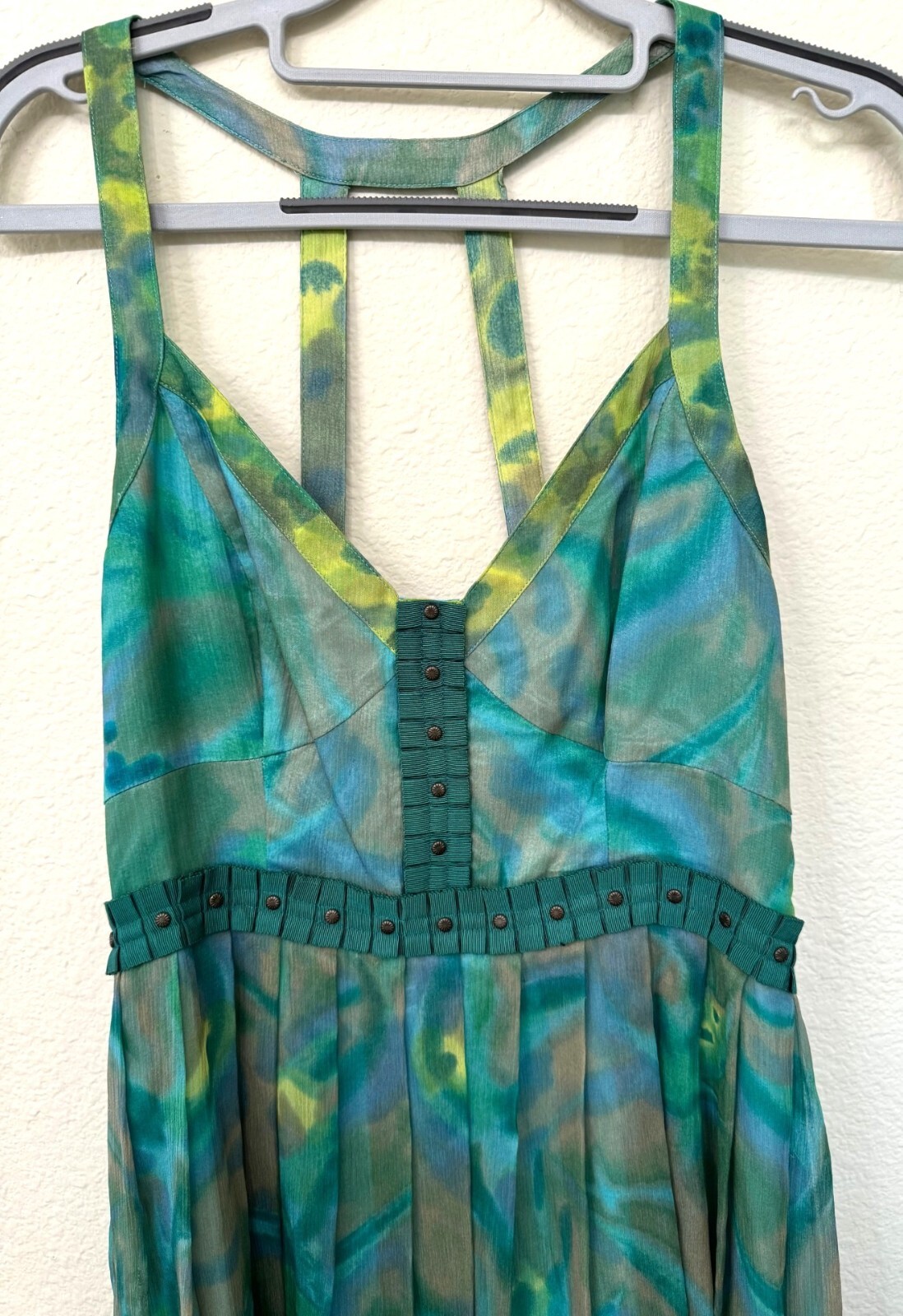 Plenty Frock by Tracy Reese Abstract Print Silk Swing Dress Green Multi Size 6