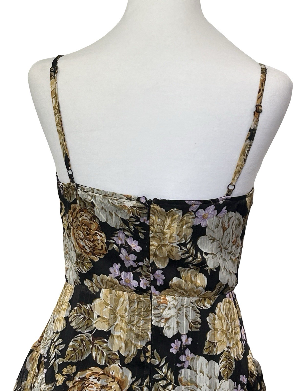 Akira Floral Bustier Mini Dress Romper Skort Black Gold Cottagecore Party S Boho