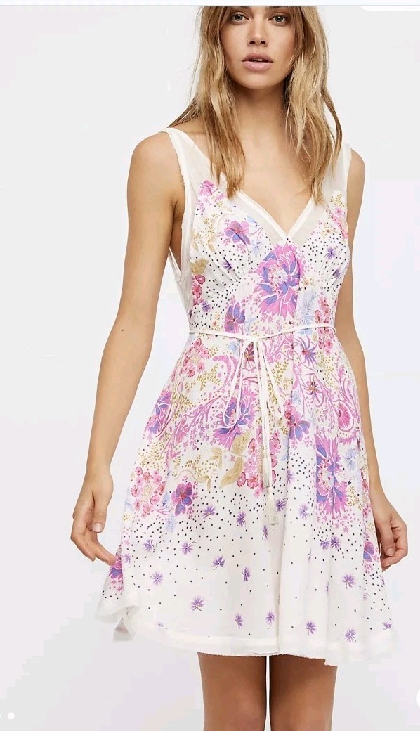 Free People Longwood Printed Slip Dress Floral Midi Medium NWOT