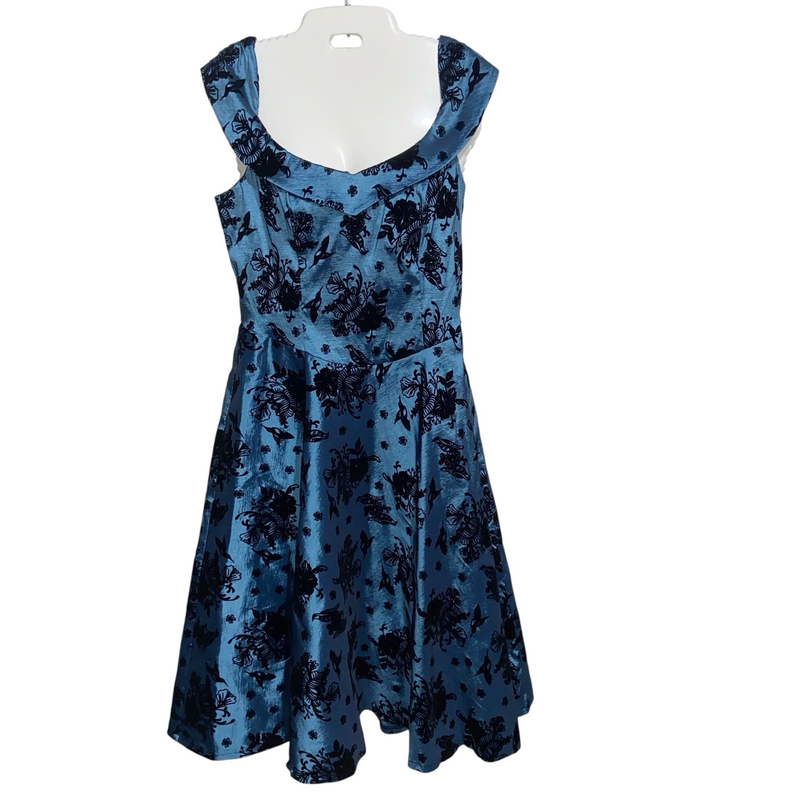 Voodoo Vixen Dress Large Flocked Floral Swing Retro 50s Rockabilly Whimsigoth